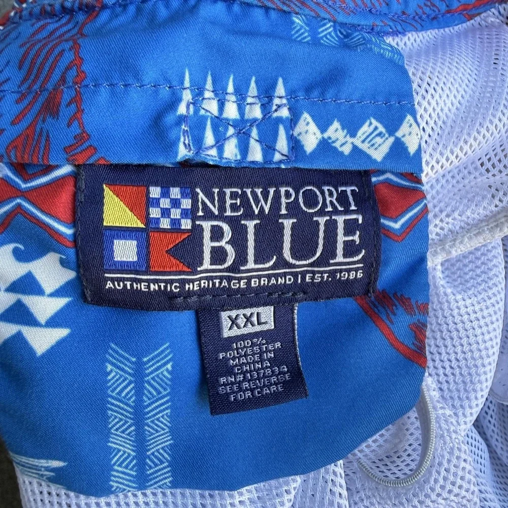 Newport Blue Swim Shorts Mens 2XL Blue Fish Print Nautical Mesh Lined Trunks